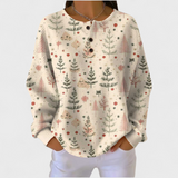 Mathilde - Cream Coloured Sweater with Delicate Christmas Tree Pattern