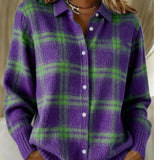 Maria™ – Soft Hoodie Blouse with Check Pattern