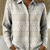 Mona™ – Elegant Knit Hoodie Blouse with Diamond Pattern