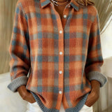 Sofia™ – Checked Blouse Made from Warm, Soft Hoodie Material