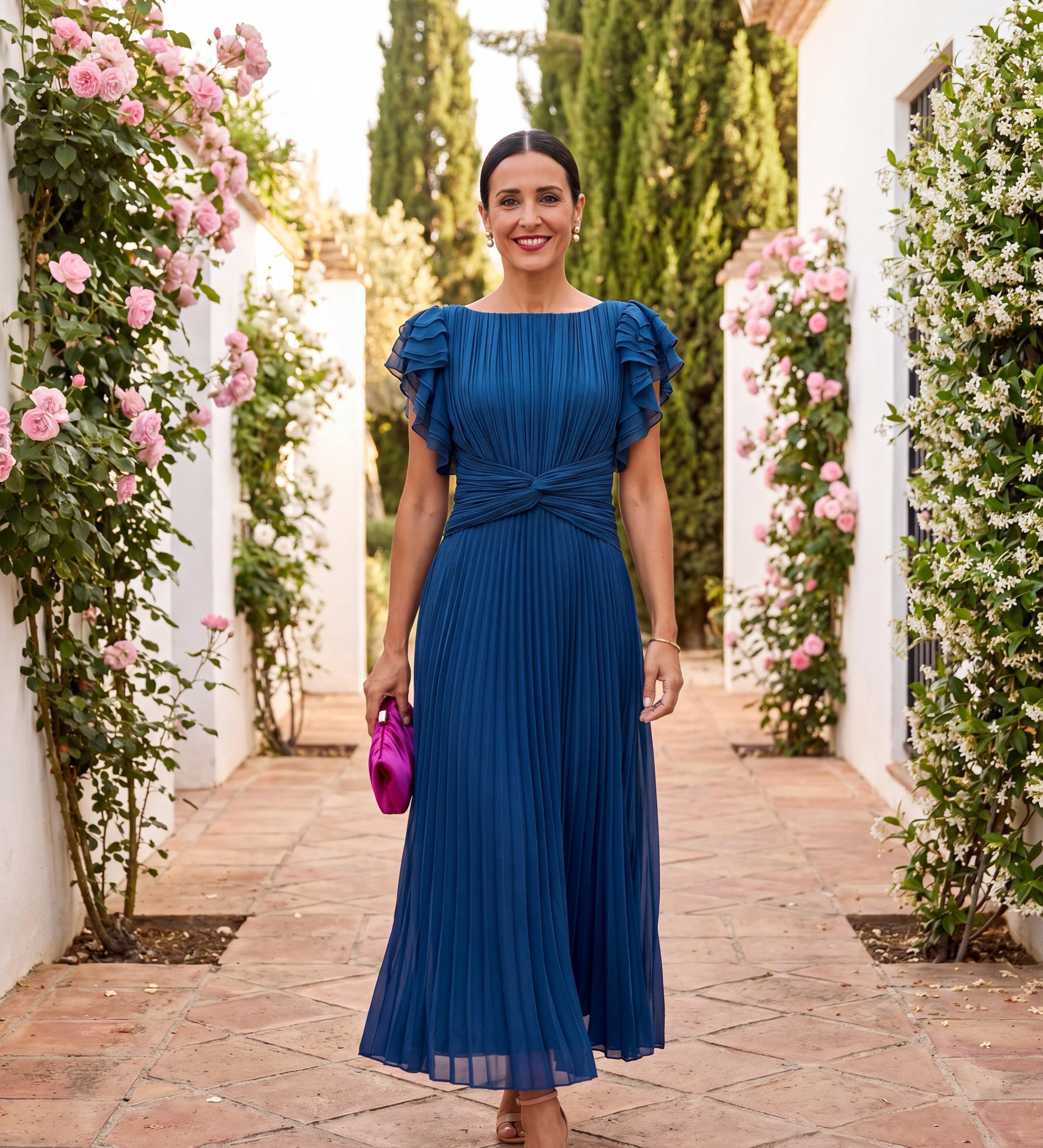 Seraphina | Elegant Pleated Maxi Dress with Tied Waist