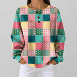 Ruth - Pink and Turquoise Patchwork Top