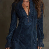 Short Suede Lace Dress Feminine & Sophisticated
