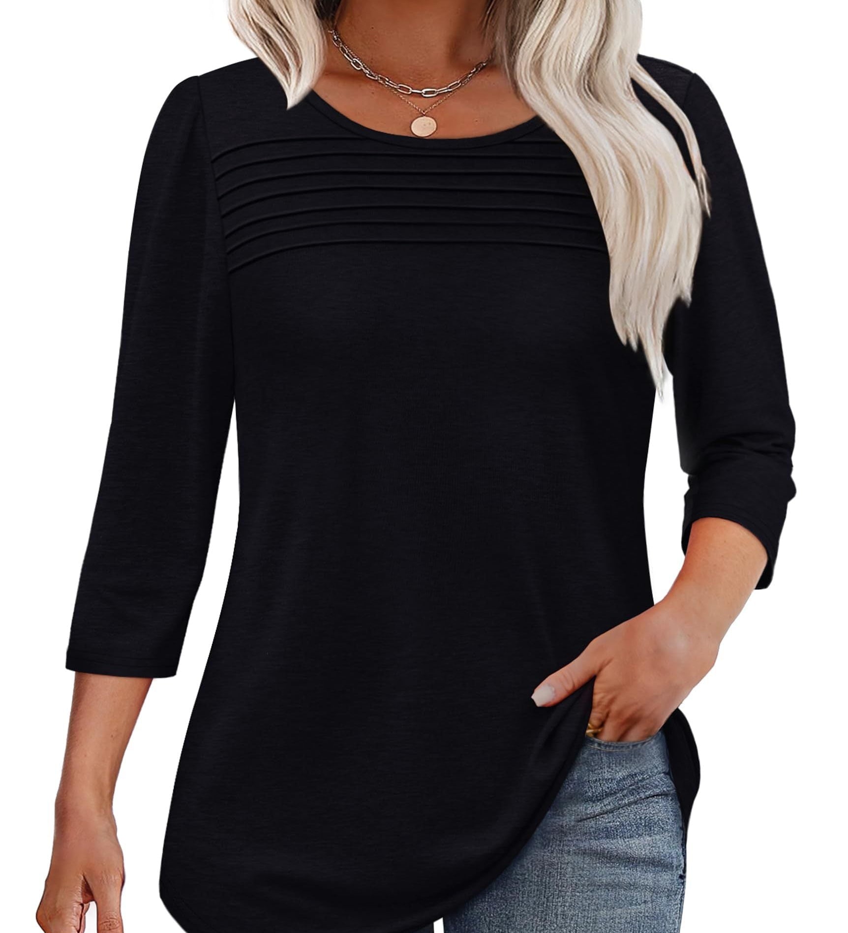 Mona | Pleated 3/4 Sleeve Top