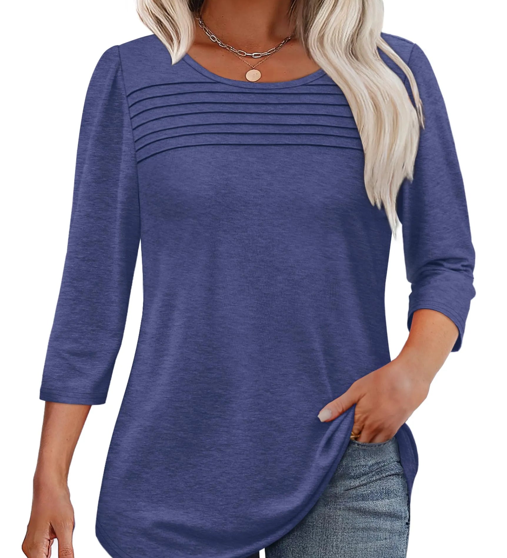 Mona | Pleated 3/4 Sleeve Top