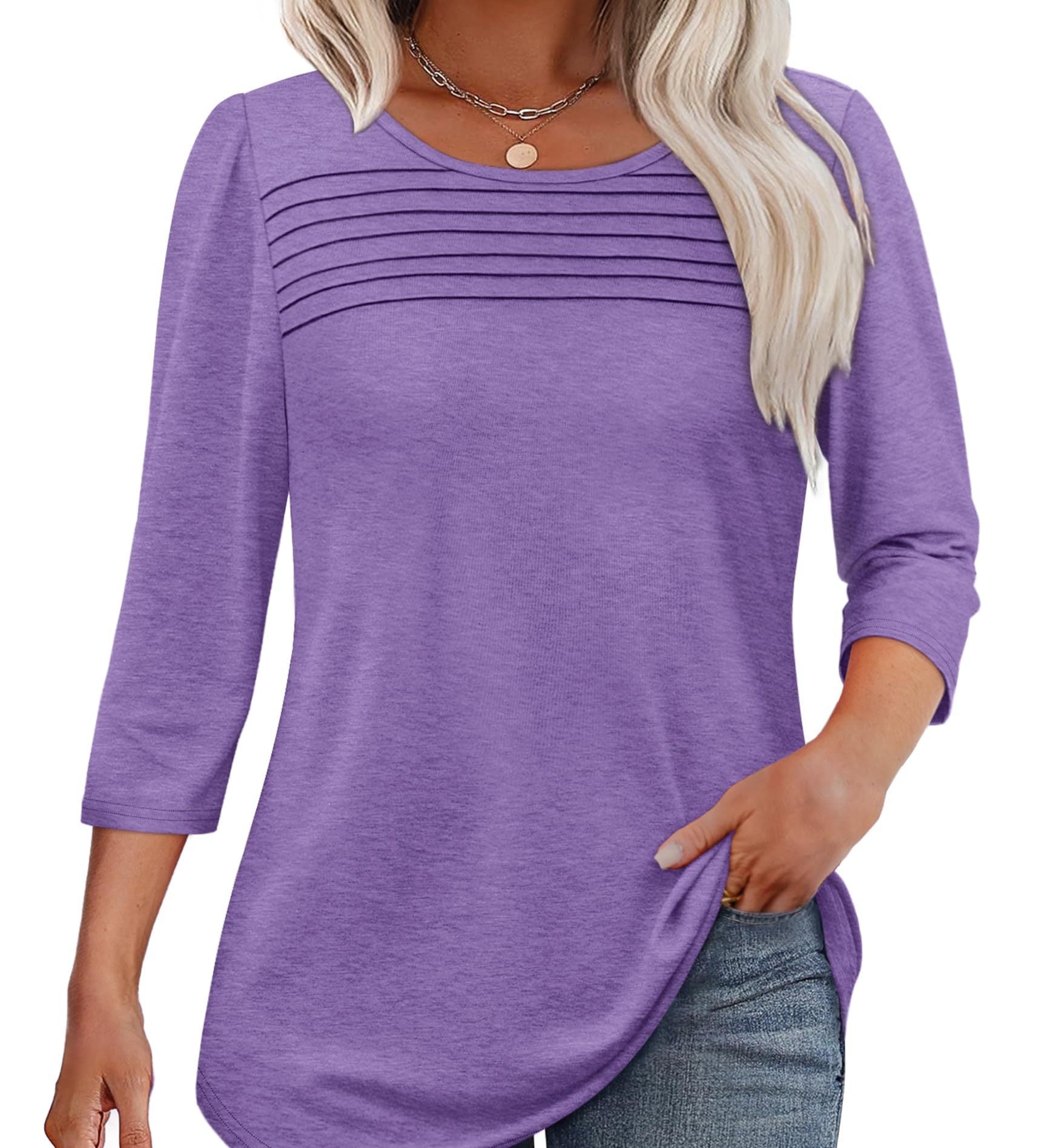 Mona | Pleated 3/4 Sleeve Top