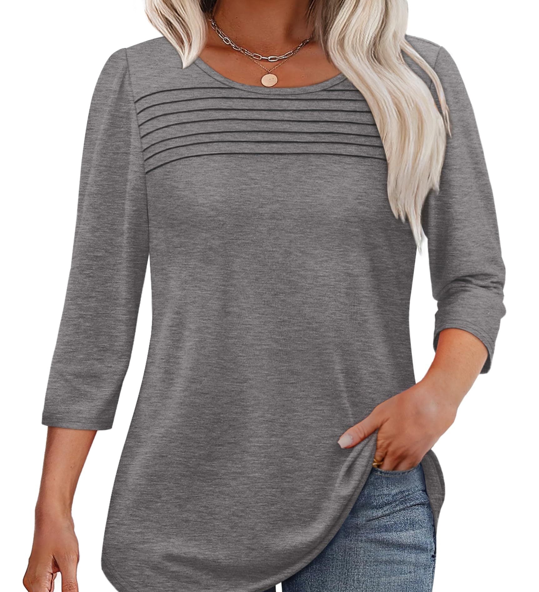 Mona | Pleated 3/4 Sleeve Top