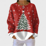 Sofia - Red Jumper with Christmas Tree Design