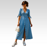 Eloise | Long Chambray Maxi Dress