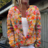 Grace - Relaxed Floral Print Button Cardigan