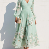Cisella | Light Green Floral Midi Dress