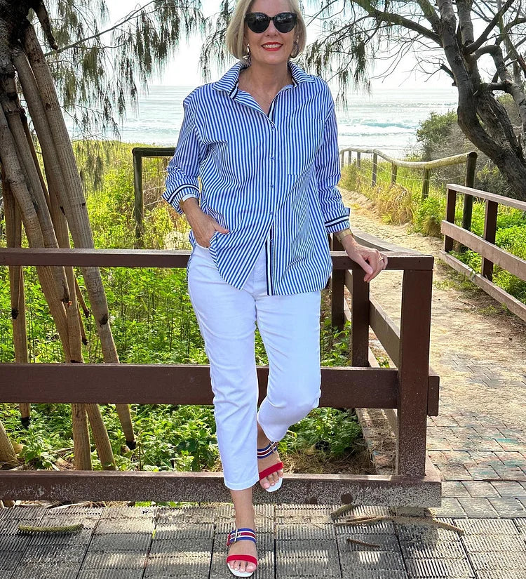 Diane | Easy Elegance Striped Blouse - Soft. Flattering. Effortless.