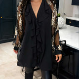 Fashionable Lotus Leaf Knit Loose Blouse