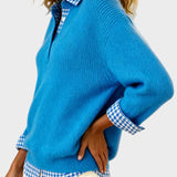Viktoria - Colourful Sweater with Patchwork Check Pattern
