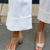 Solveig | Golden Strappy Block Heel