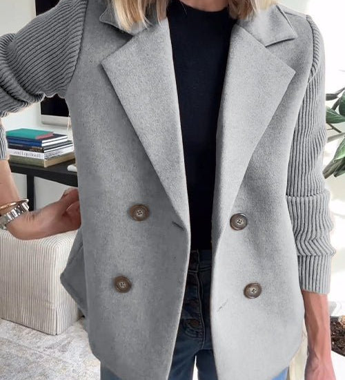 Amora - Elegant Blazer with Woven Sleeves