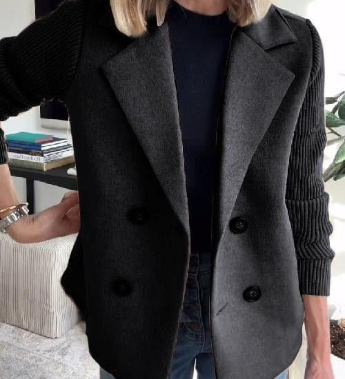 Amora - Elegant Blazer with Woven Sleeves