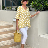 Denise | Relaxed V-Neck Polka Dot Blouse