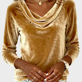 Jovelyra - Velvet Top with Draped Collar