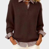 Viktoria - Colourful Sweater with Patchwork Check Pattern
