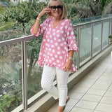 Denise | Relaxed V-Neck Polka Dot Blouse