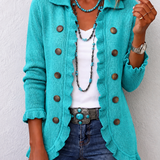 Maribel | Turquoise Knit Jacket with Ruffles