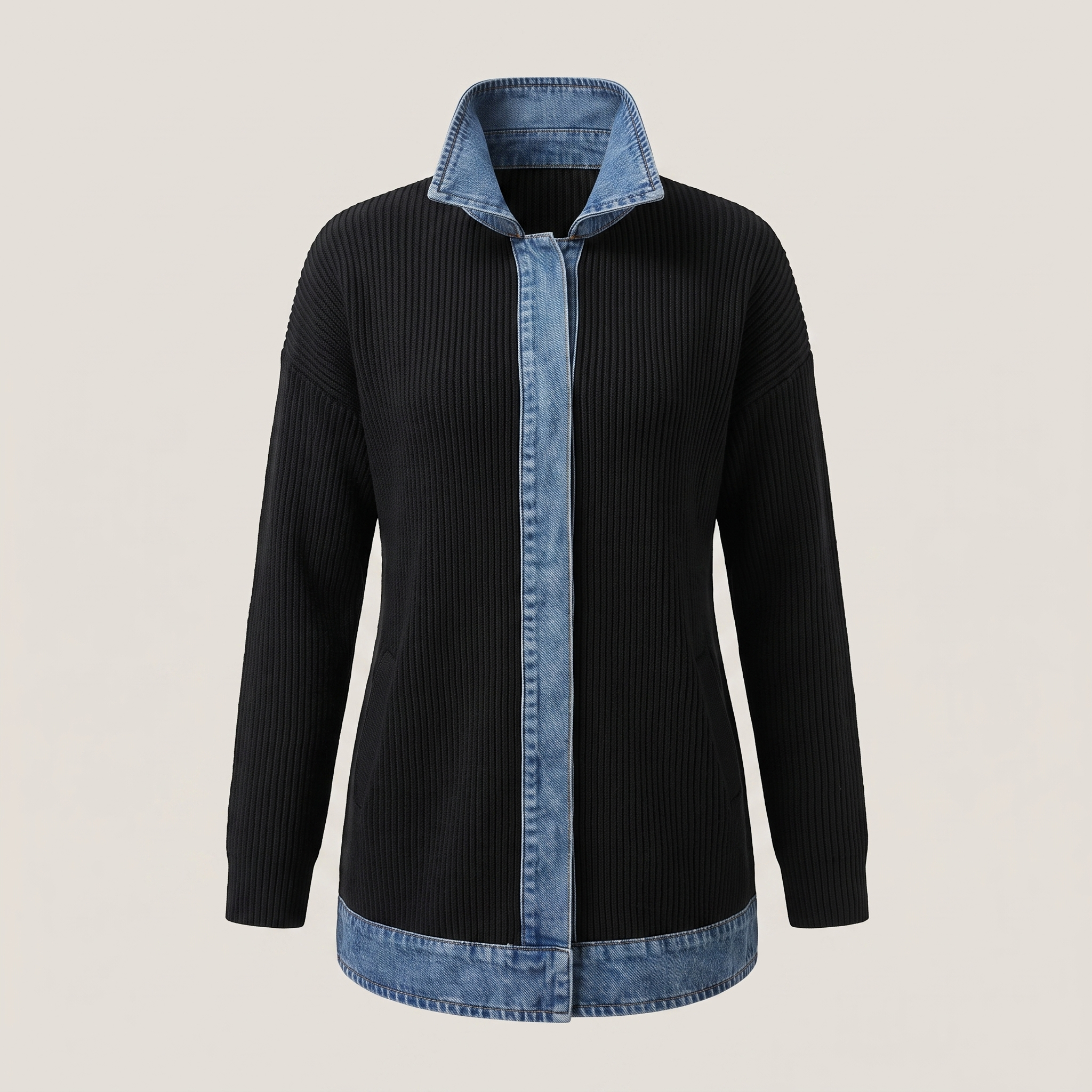 CASUAL DENIM TRIM JACKET