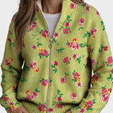 Constance - Pink Floral Zip Cardigan
