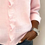 Sadie | Blouse with Ruffles, V-Neck and Long Sleeves