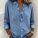 Sadie | Blouse with Ruffles, V-Neck and Long Sleeves