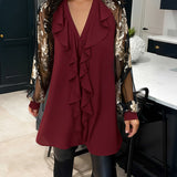 Fashionable Lotus Leaf Knit Loose Blouse
