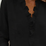 Sadie | Blouse with Ruffles, V-Neck and Long Sleeves