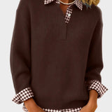 Viktoria - Colourful Sweater with Patchwork Check Pattern