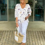Joanne | Printed Button Tunic Top