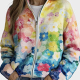 Augusta - Cardigan with Watercolour Flowers in Ombre