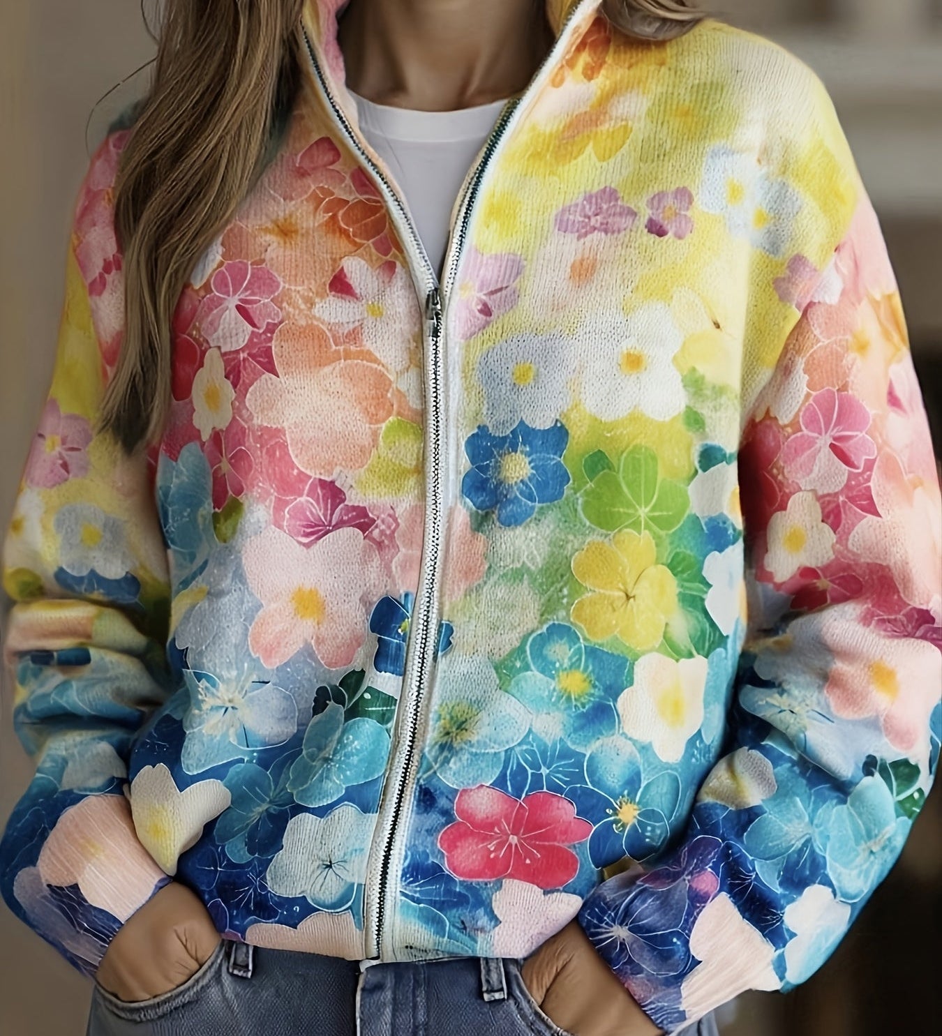 Natalie - Ombre Floral Watercolour Cardigan