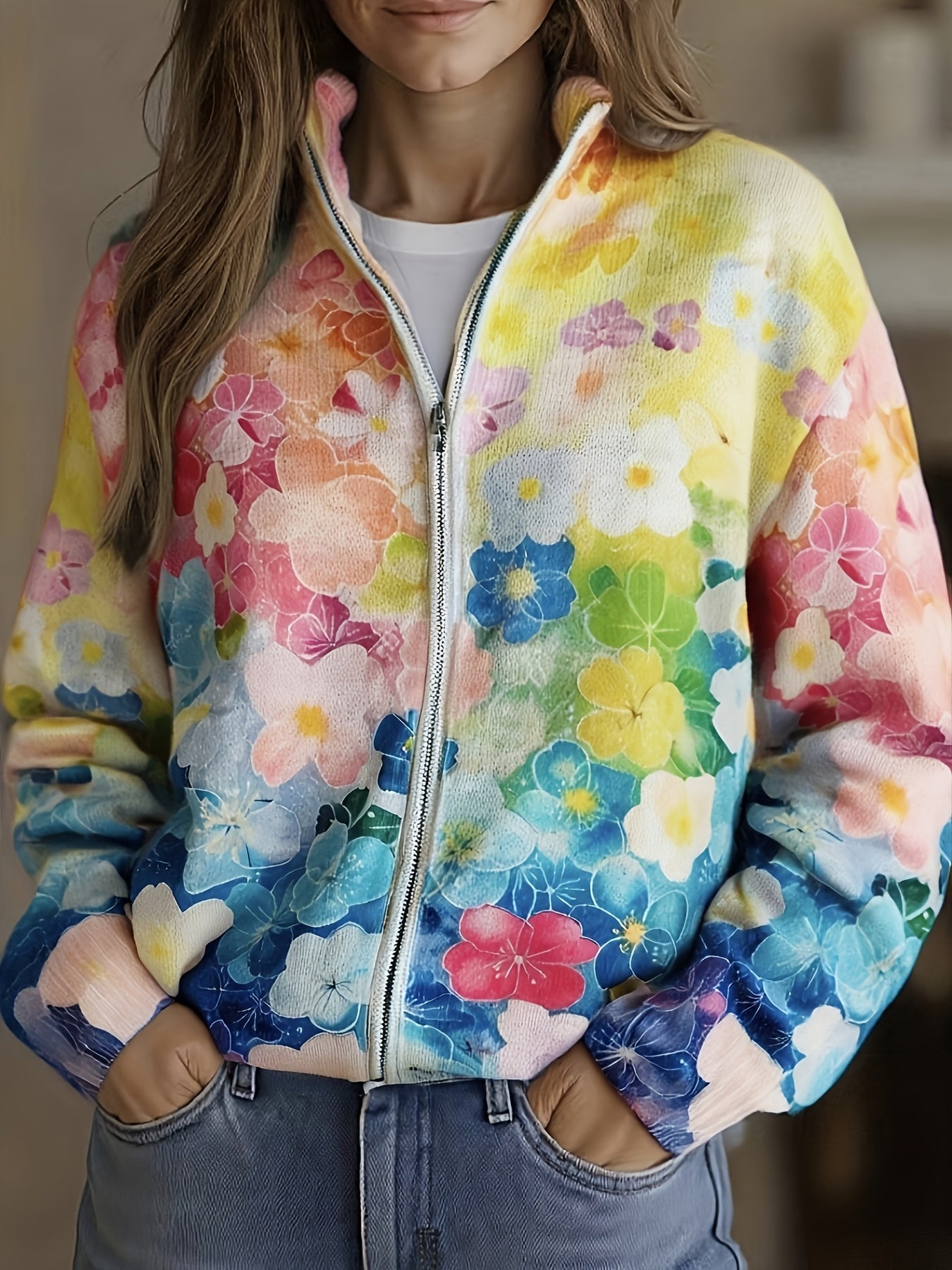 Natalie - Ombre Floral Watercolour Cardigan