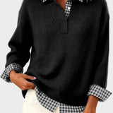 Viktoria - Colourful Sweater with Patchwork Check Pattern