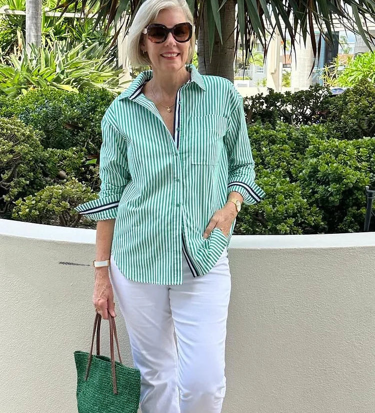Diane | Easy Elegance Striped Blouse - Soft. Flattering. Effortless.