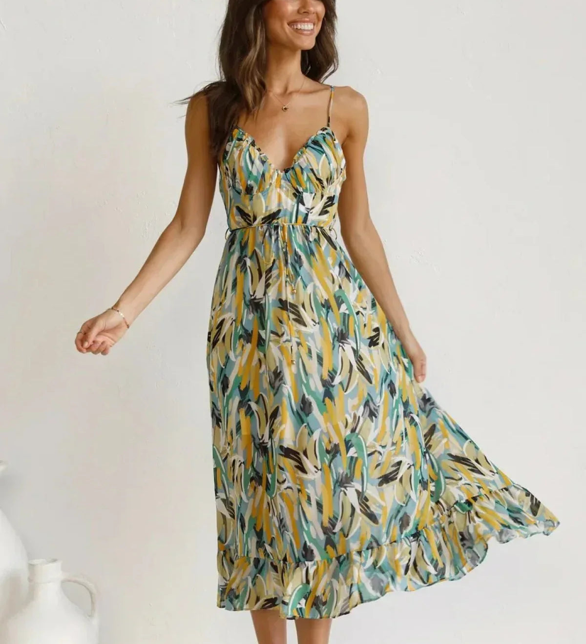 Chiara | Midi Dress in Painterly Colour