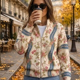 Eulalia - Cardigan with Climbing Roses on Ribbon