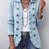 Cecilia | Dusty Blue Ruffled Cardigan