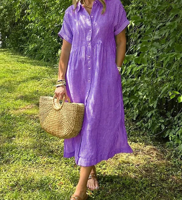 Cassandra | Striped Shirt Dress