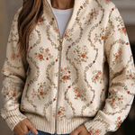 Danielle - Delicate Floral Print Zip-Up Cardigan