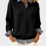 Viktoria - Colourful Sweater with Patchwork Check Pattern