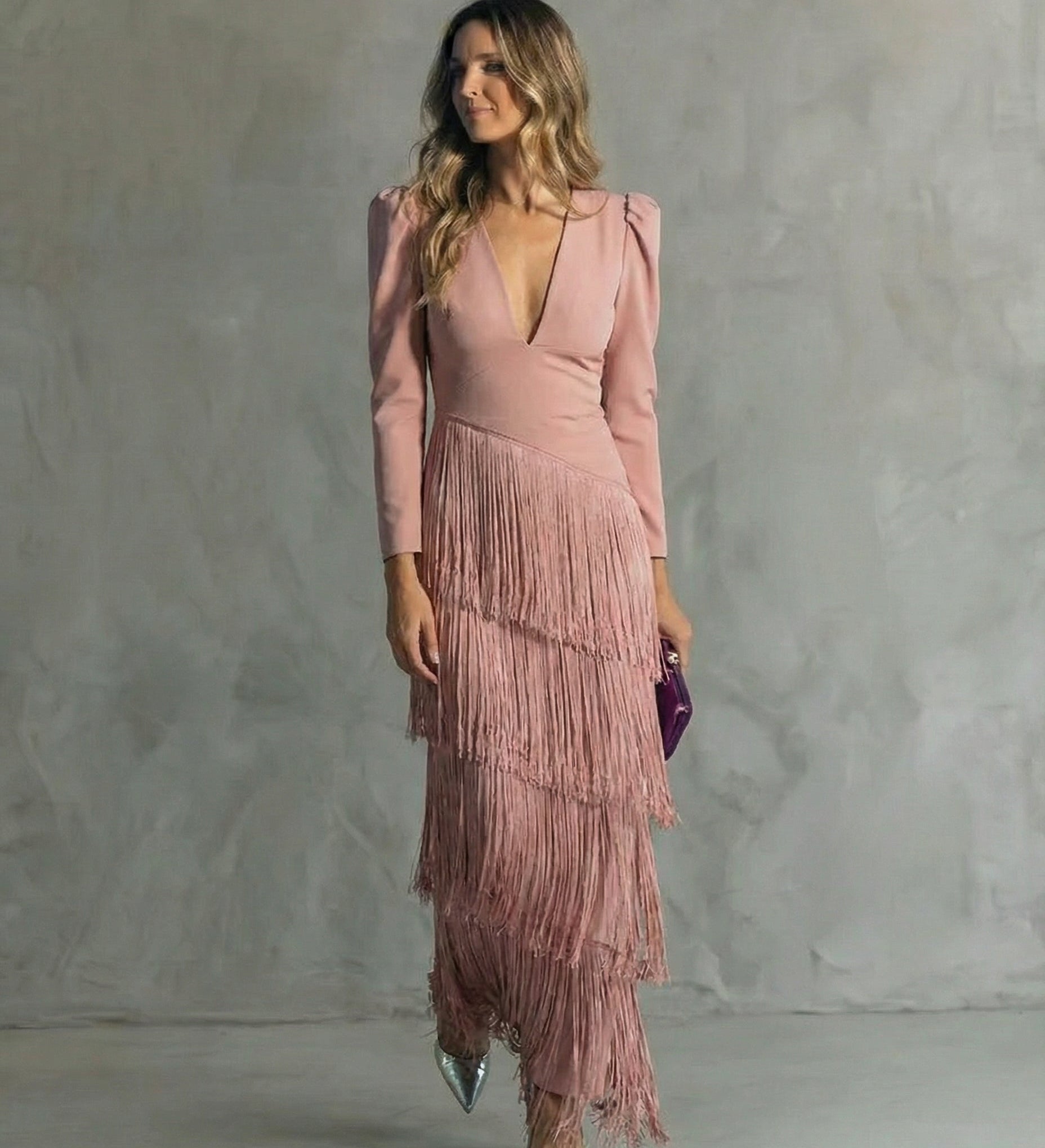 Chiara | Elegant Dress with Fringe Sleeves