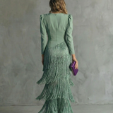 Chiara | Elegant Dress with Fringe Sleeves