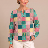 Ruth - Pink and Turquoise Patchwork Top