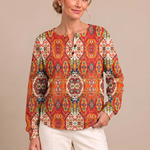 Sabrina - Red Folk Medallion Top
