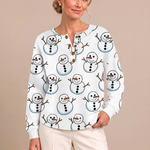 Nicole - White Snowman Print Top